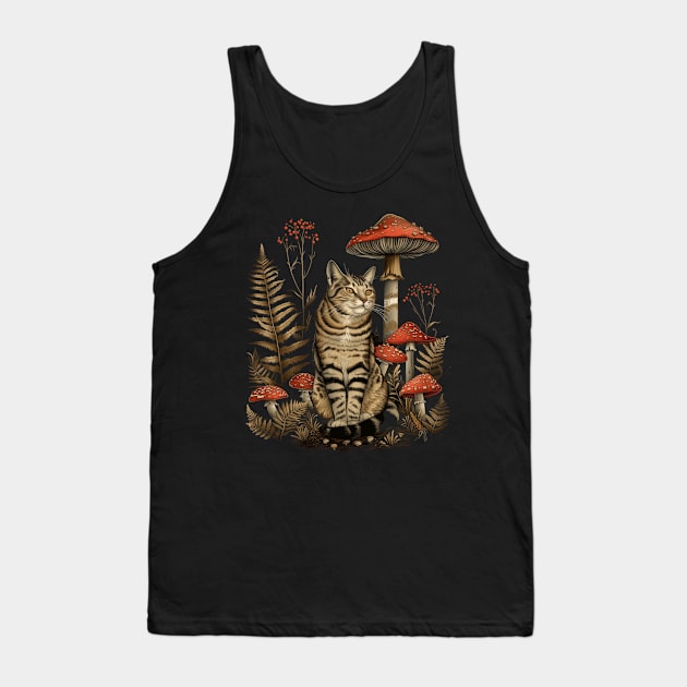 Cottagecore Aesthetic Cat Starlight Tank Top by ElinvanWijland birds